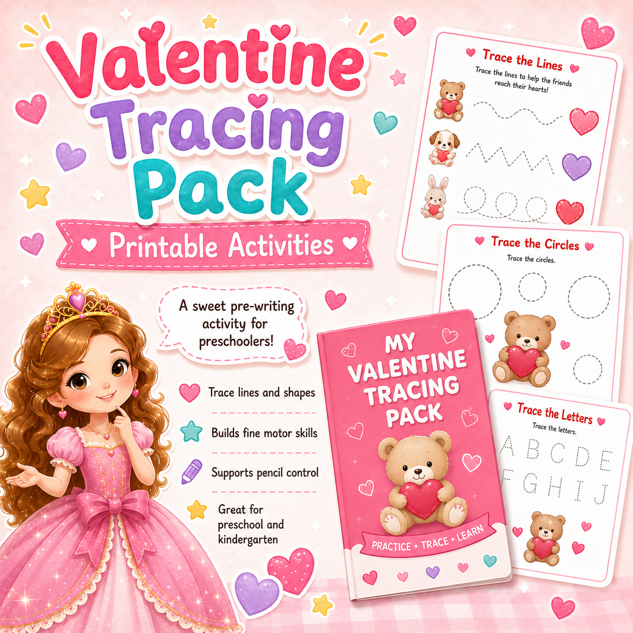 free valentine tracing pages littleslearningcorner.com