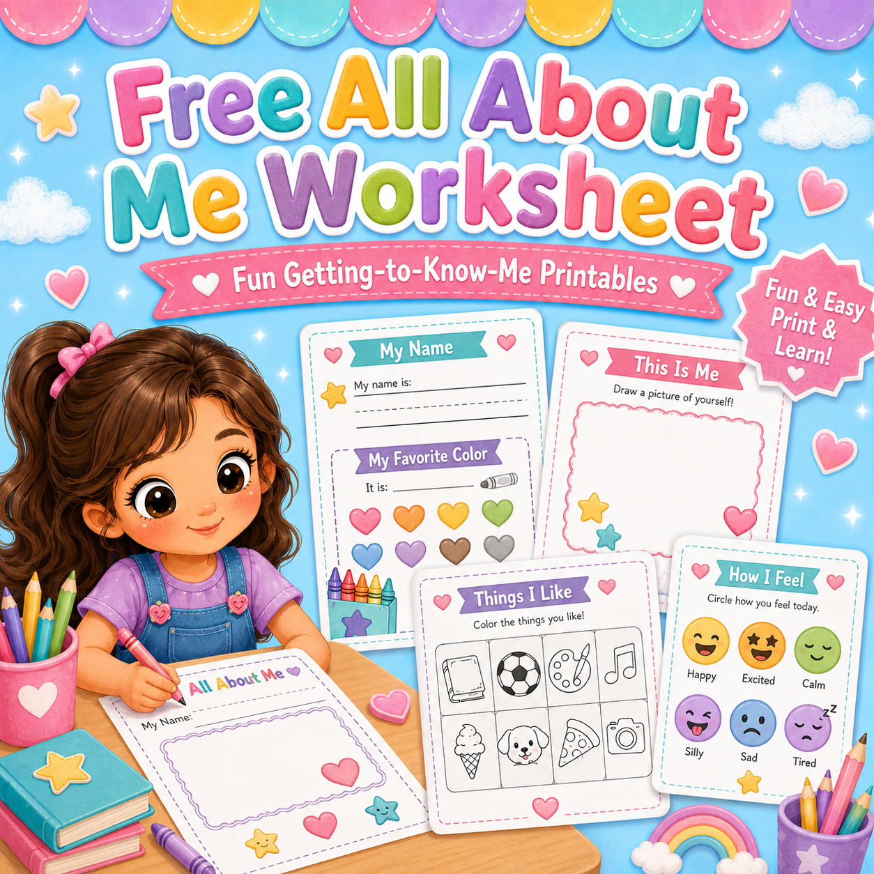 Free printable all about me worksheet littleslearningcorner.com