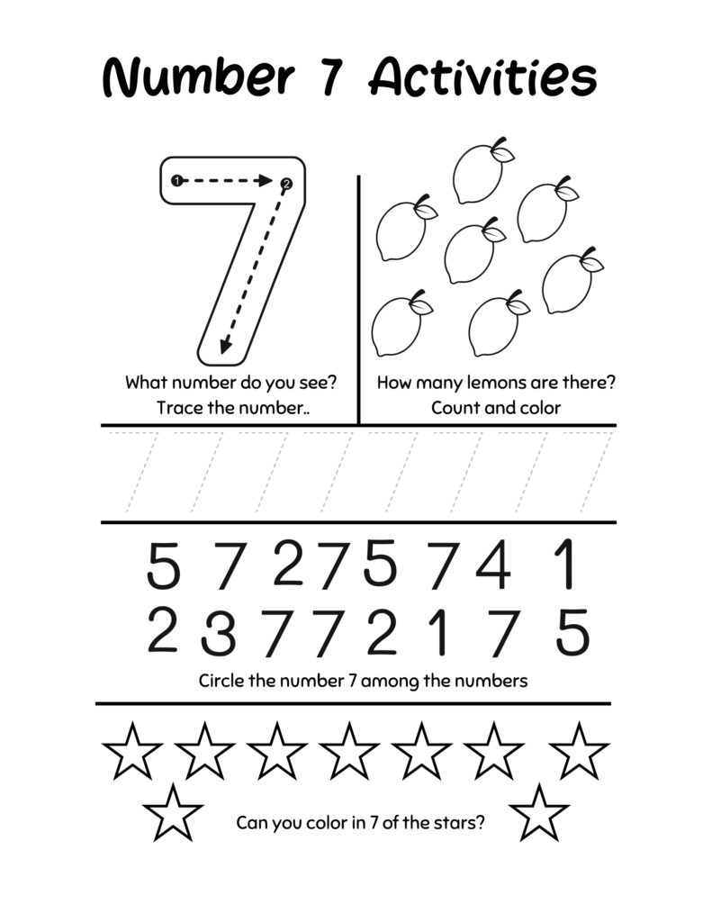 number 7 worksheet littleslearningcorner.com