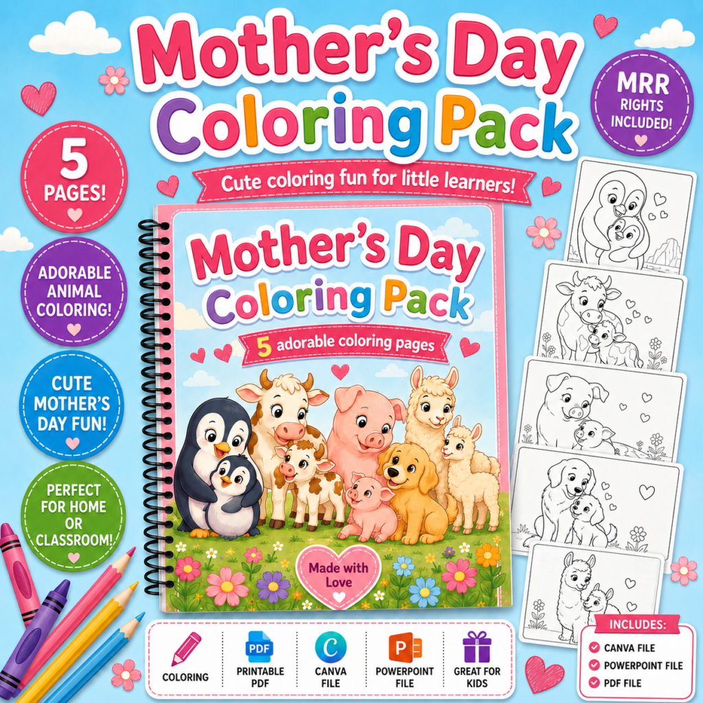 mothers day coloring pack littleslearningcorner.com