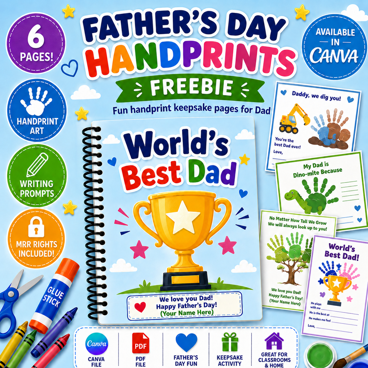 Father’s Day Handprint Crafts Freebie for Kids